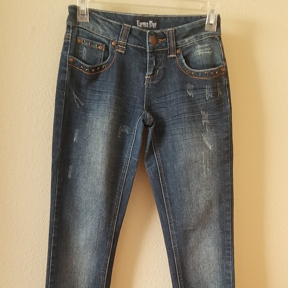 Karma Blue Embellished Skinny Jeans